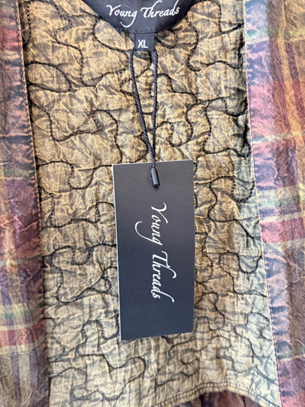 Boho Patchwork Draped Cape Jacket in Olive Multi - Picture 12 of 14